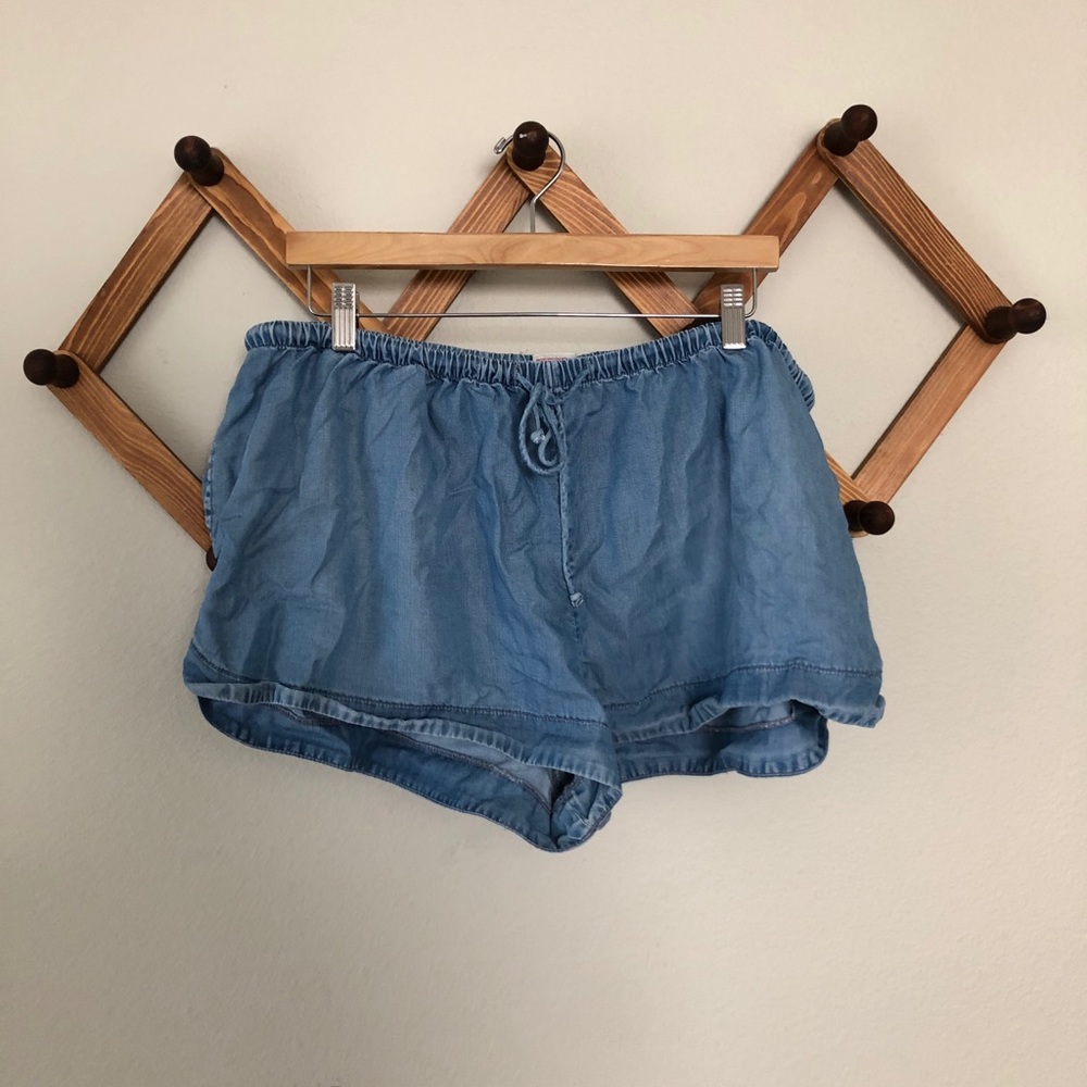 Denim look drawstring shorts